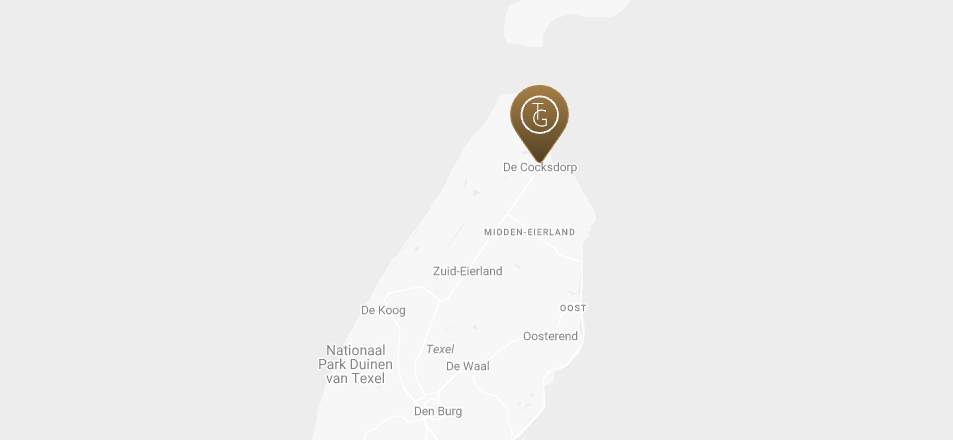 Map of Texel showing the location of Texels Goud Brasserie